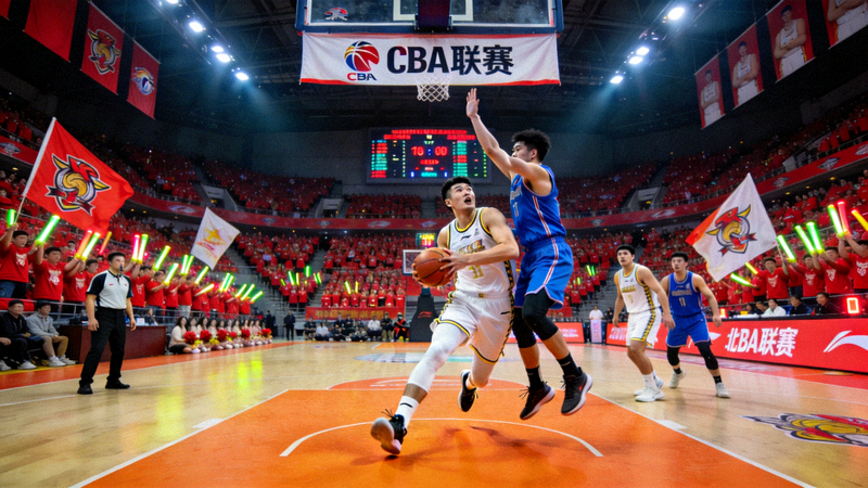 CBA联赛辽宁本钢队主场爆满的观众席和激烈比赛